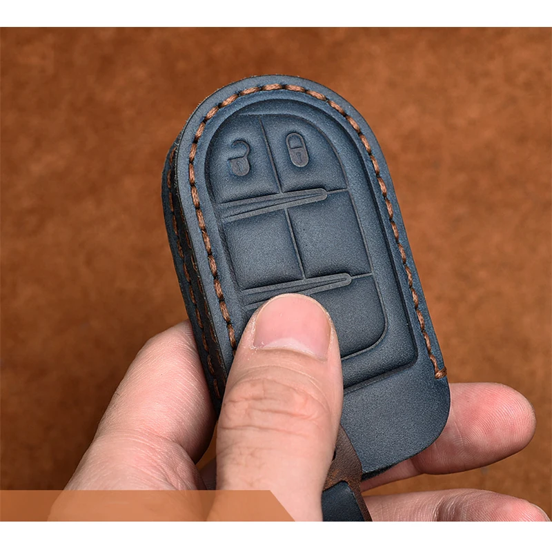 Кожаный чехол для автомобильного ключа Jeep Grand Cherokee Chrysler 300C Renegade FIAT Freemont Dodge Ram 1500