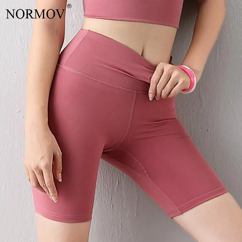 

NORMOV Biker Shorts Women High Waist Summer Booty Short Woman Push Up Workout Femme Fitness Gym Short Solid Color Short