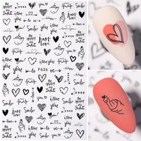 heart leaf design 3d nail sticker black white transfer stickers for nails sexy girl face self adhensive slider tip abstract wrap