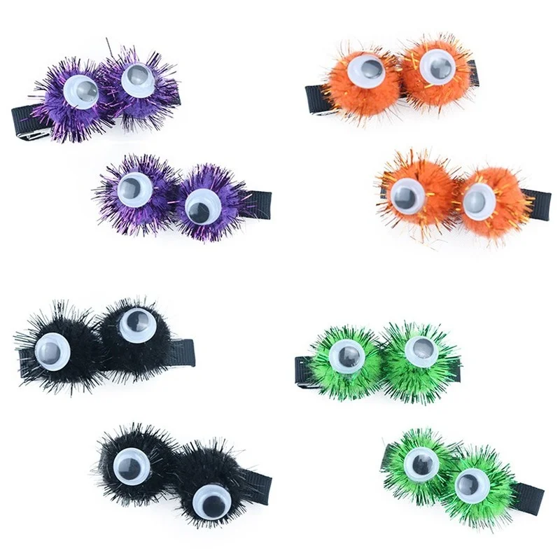 

20 Pair Halloween Hairpins Scary Fluffy Eyes Hair Clip Holiday Party Headband Girl Decoration Horror Eyeball Ghost Festival Prop