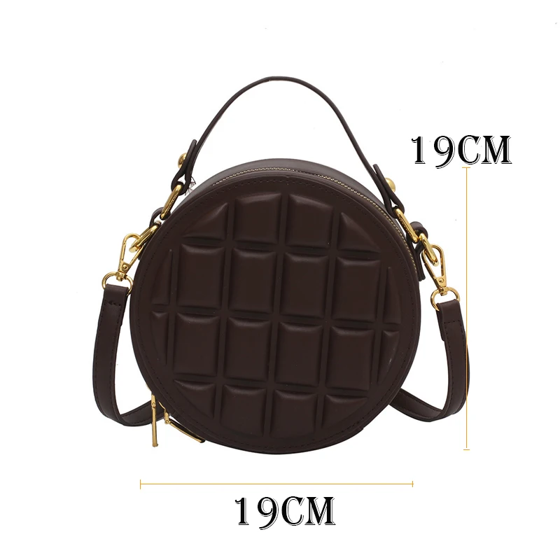 

Chocolte Checkered Round Luxury Brand Bags for Women 2021 Female Handbags Shoulder Ladies PU Leather Vintage Crossbody Purses