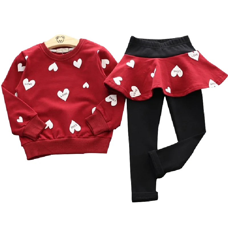 Костюм для девочек на весну и осень детская одежда футболка + штаны