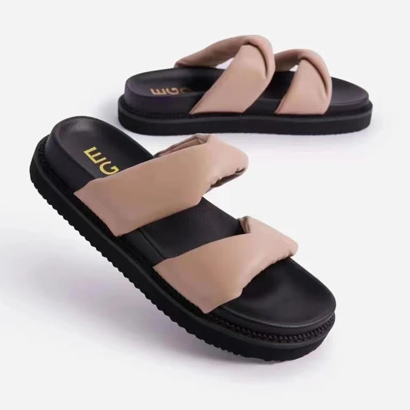 

Summer Women's Sandals 2021 New Leather Classic Roman Open-toed Slipper Outdoor Beach Rubber Summer Shoes Flip Flop Sandals