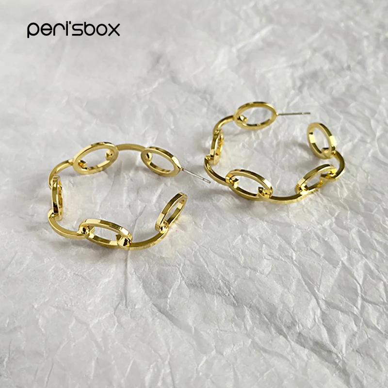 Peri'sBox, модное Золотое кольцо, серьги-гвоздики для женщин, эллипса и линии, геометрические серьги-гвоздики, минималистичные серьги