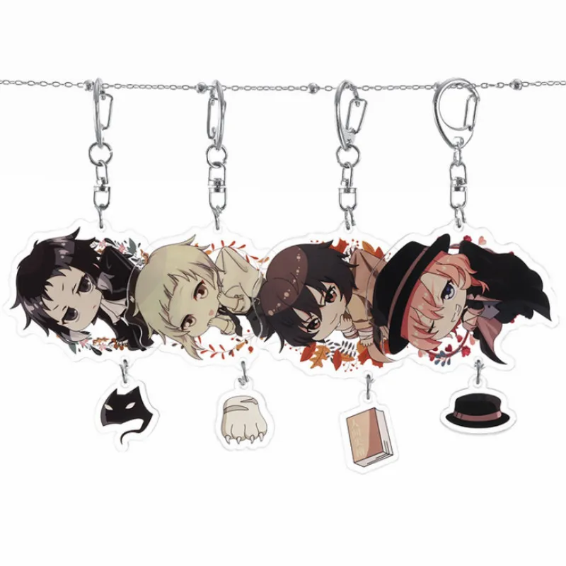 Брелок для ключей с фигурками бродячих собак акриловый 4 вида|Игровые фигурки и