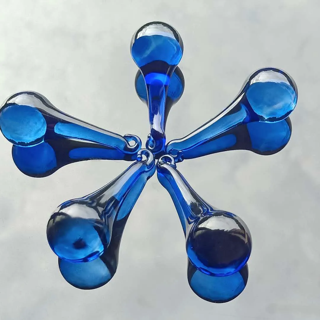 10PCS Blue Crystal Suncatcher Raindrop Crystal Chandelier Parts Prism Drop Icicle Pendant DIY Wedding Decor 60mm