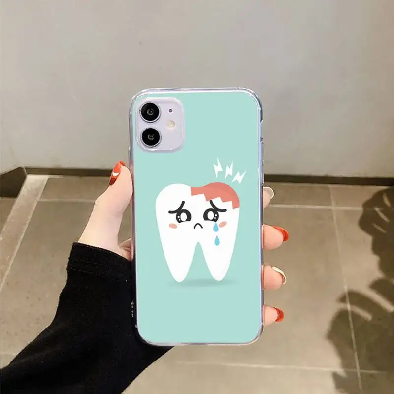 

NEW ARRIVAL Dental Definitions tooth Phone Case Transparent for iPhone 6 7 8 11 12 s mini pro X XS XR MAX Plus