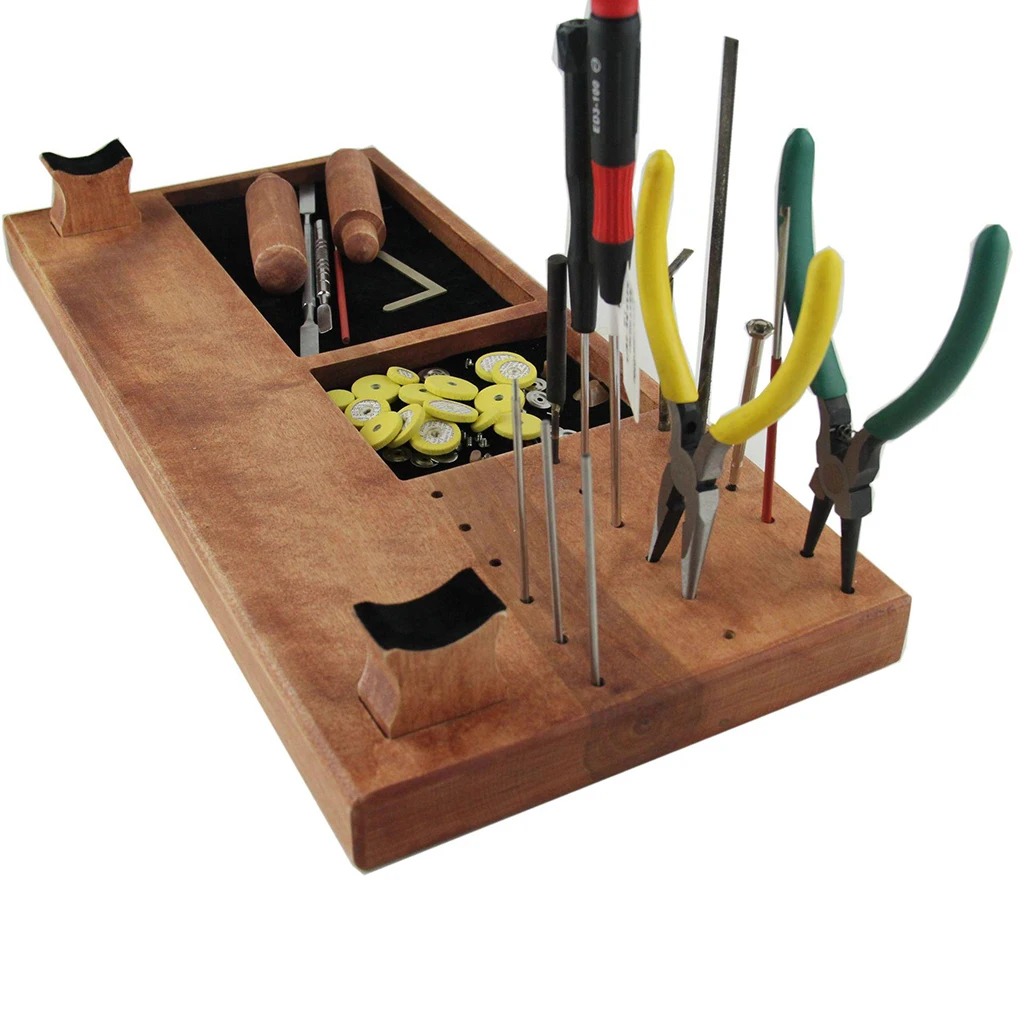 

Wooden Craft Tool Box w/ Compartments Cabinet for Storage Tool Saxophone Flute Clarinet Instrumental Repair Tool Organizing