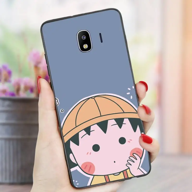 

Cartoon Chibi Maruko Chan Phone Case For samsung Galaxy J6 J7 J8 note 10 20 lite plus pro Black Soft nax fundas cover