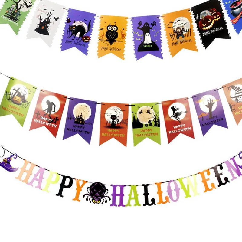 8 шт. декоративный баннер для Хэллоуина мультфильм роспись тыква призрак ведьма