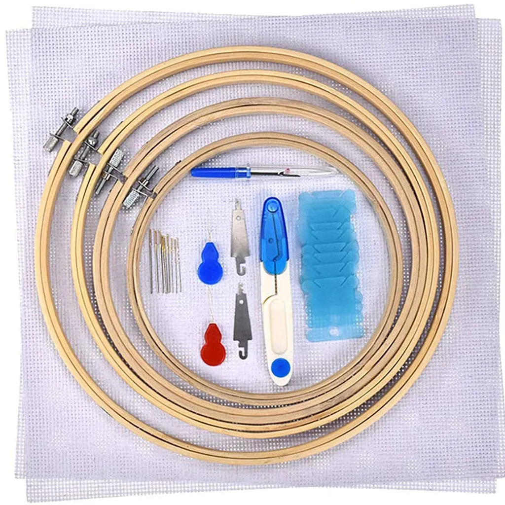50 Colors Embroidery Cross-Stitch Wooden Frame Hoop Circle Shed DIY hand Craft Sewing Needwork Knitting Sets | Дом и сад