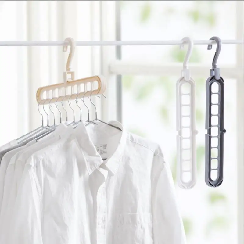 

9-Hole Clothes Hanger Anti-slip Drying Rack Hook Wardrobe Organizer