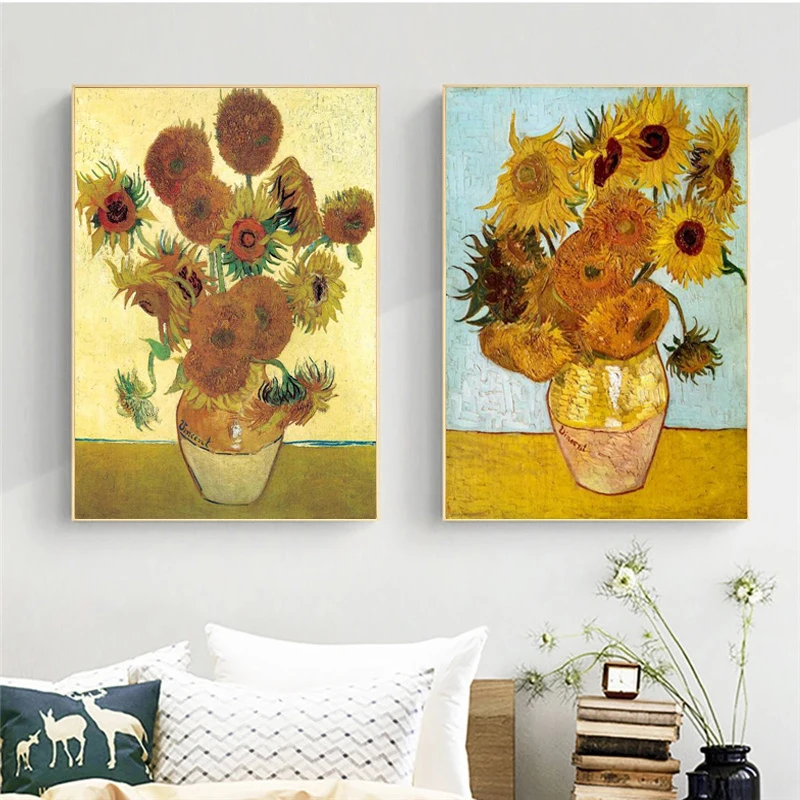 

Abstract Van Gogh Sunflower Oil Paintings on Canvas Famous Impressionist Floral Posters Prints Wall Art for Living Room Decor