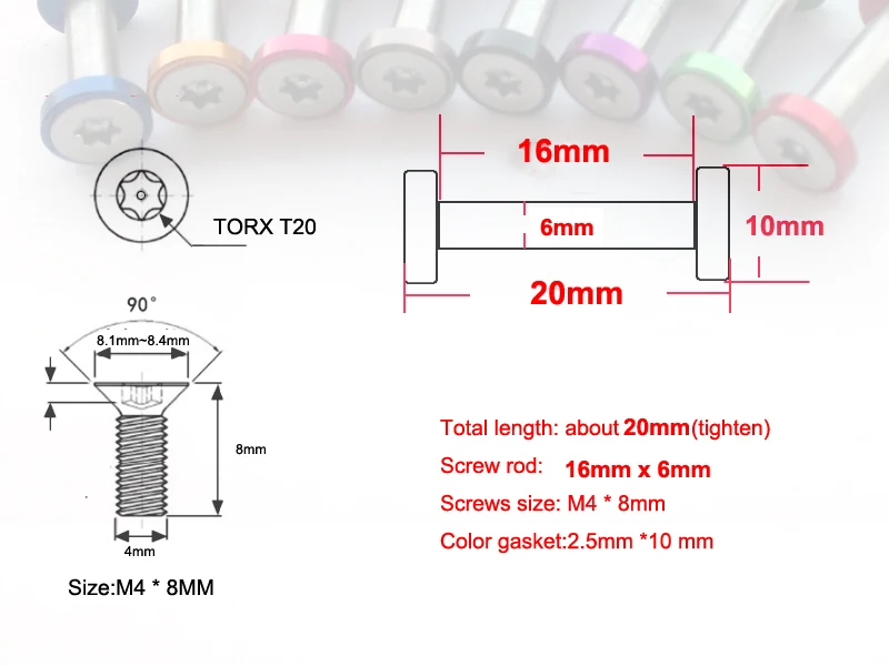 Ручка для ножей из нержавеющей стали с отверстием 6 мм серо синие винты TORX от 17 до