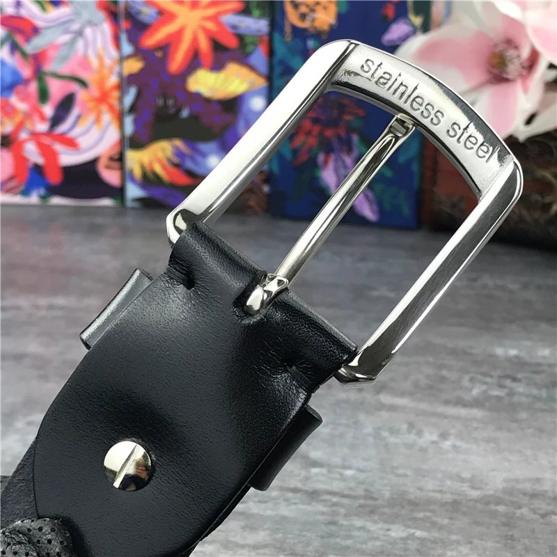 Ремень мужской из натуральной кожи толстый роскошный винтажный пояс с пряжкой