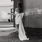 Женское свадебное платье, простое, короткое, с большим бантом на спине, с открытыми плечами, цвета слоновой кости, 2021