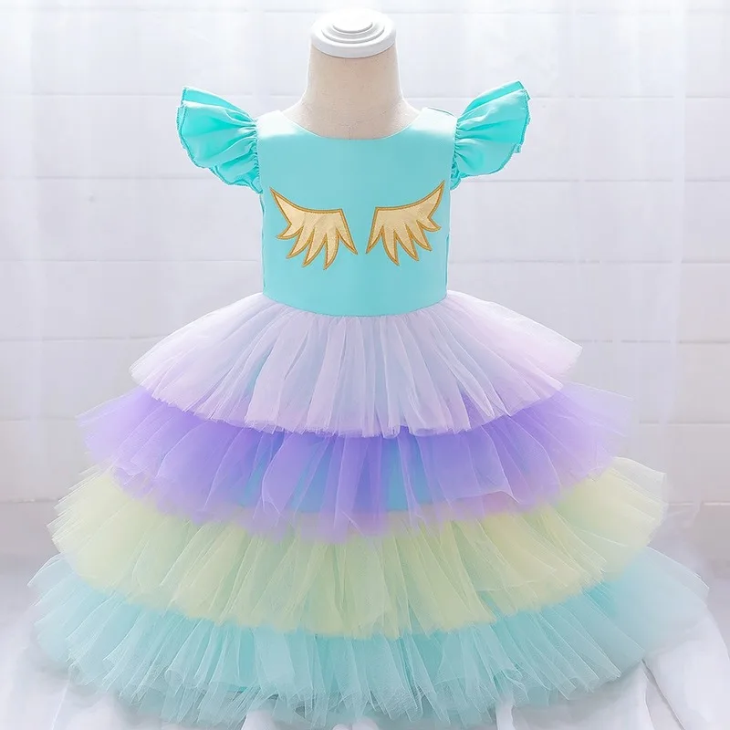 Для детей возрастом от 1 года до 6 лет Детское платье Единорог вечерние торт