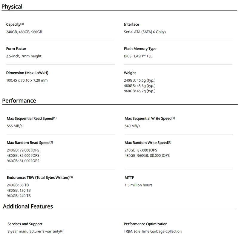 Твердотельный накопитель Kioxia SSD TC10 Внутренний твердотельный диск HDD жесткий SATA3 240