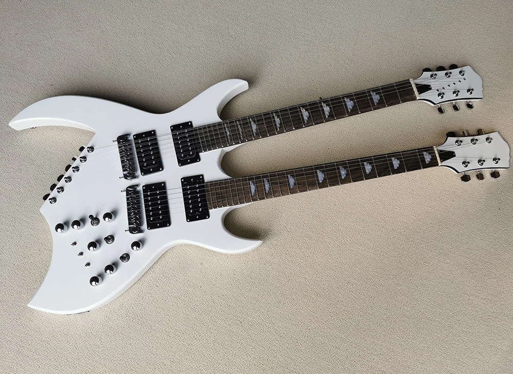 Factory Outlet-White 12+6 Strings White Double Necks Electric Guitar Rosewood Fretboard |