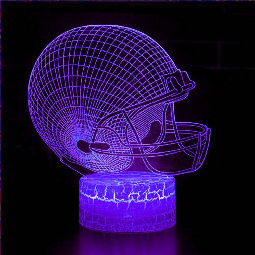 

3D Night Light Rugby Lights Fans Gifts Prizes Touch Children's Baseball LED Table Lights Christmas Gifts Baseball rugby hat