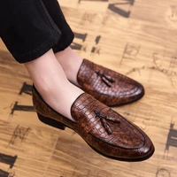 yrzl leather shoes retro tassel crocodile pattern men loafers comfortable office mens slip on loafers men shoes leather