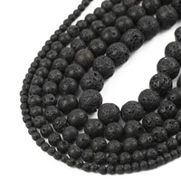 natural stone black volcanic lava beads round loose spacers beads for jewelry making diy bracelet accessories 15 4681012mm