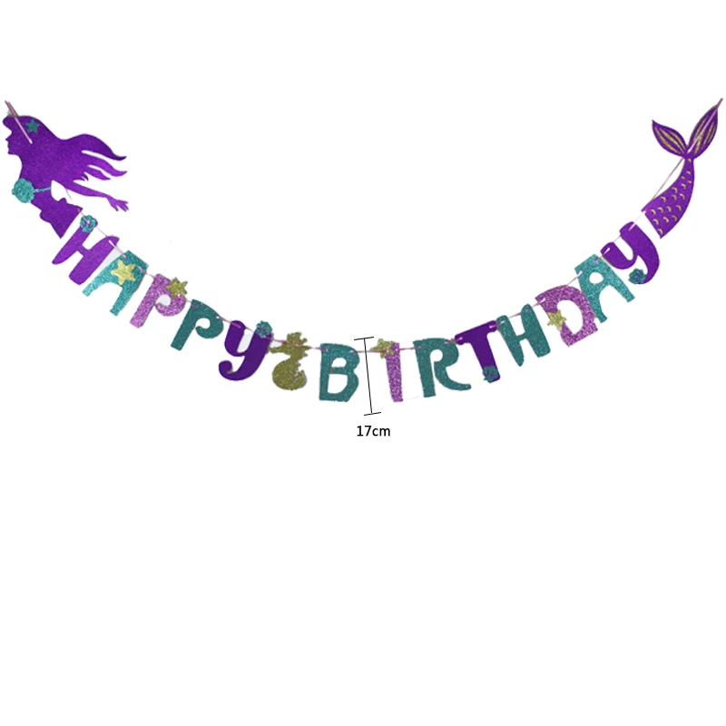 1set HB banner Тема Русалочки воздушные шары для вечеринок Дети милость русалки столовая посуда бумажные чашки 1-й счастливый костюм для празднования дня рождения Baby Shower - Цвет: 1set HB banner