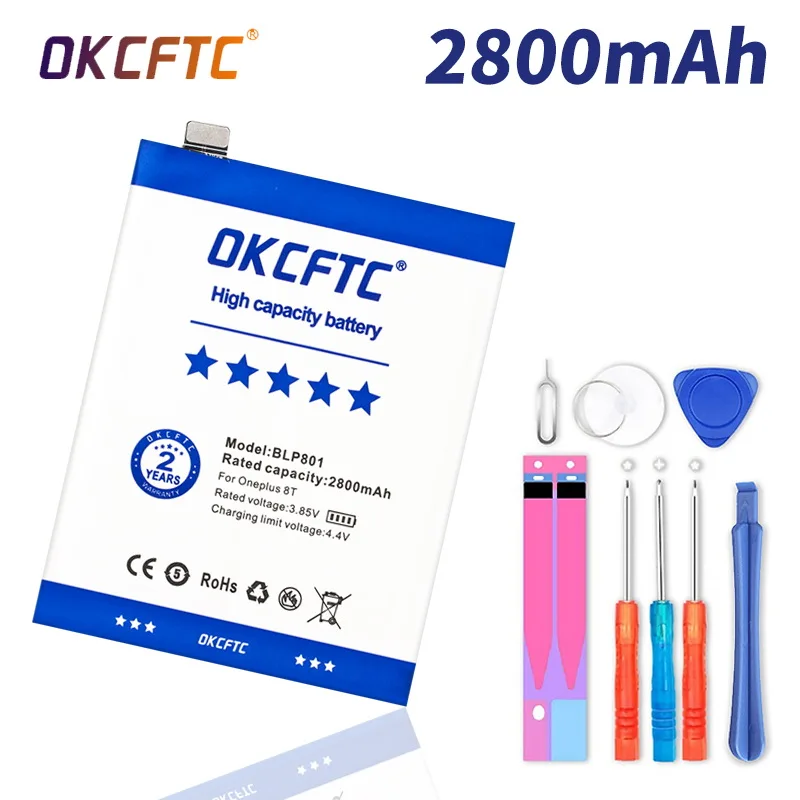 

Аккумулятор OKCFTC BLP801 для Oneplus 8T Pro One Plus 8tpro Batteriesree Tools AKKU 2800 мАч