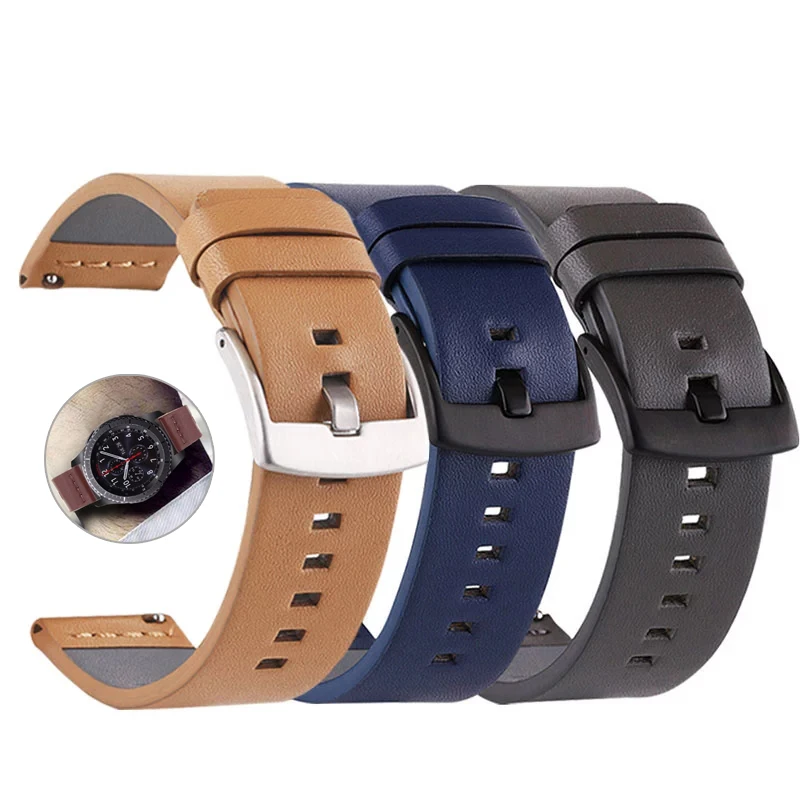 Ремешок кожаный для Samsung Gear S3 S2 Sport/Huawei Watch GT 2 42 46 GT2 Honor Magic браслет наручных часов 20