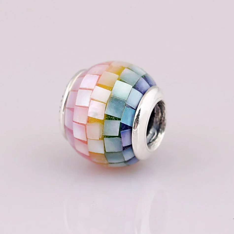 

Women Bracelets Bead Silver DIY Jewelry Multi-Color Mosaic Charm fit Lady Bracelet Bangle Multi-Color CZ Bead Girl Gift