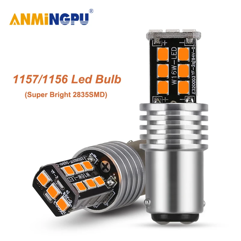 ANMINGPU 2x сигнальная лампа 1156 Led BA15S P21W BAU15S PY21W 2835SMD 1157 BAY15D P21/5W светодиодсветильник