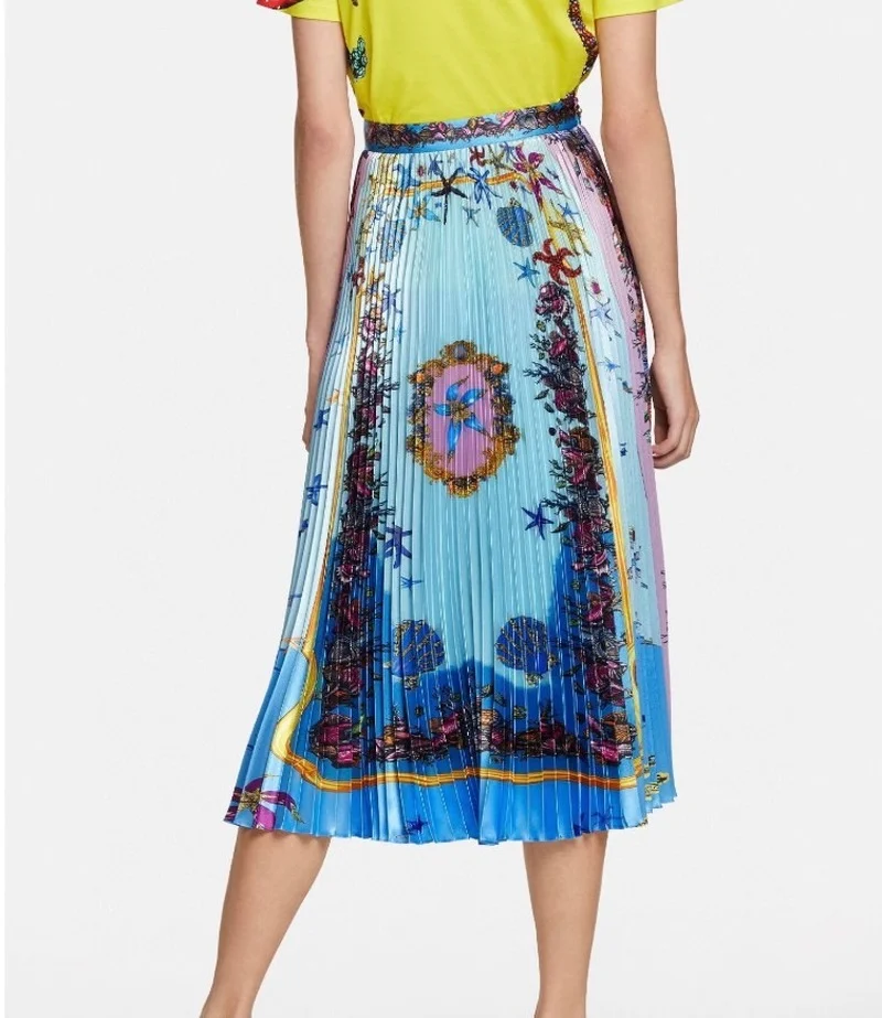 

Высокая Талия платье трапециевидной формы в Корейском стиле Вечерние Юбка-миди розовая Цветочный принт юбка Богемская юбка винтажная юбка ...