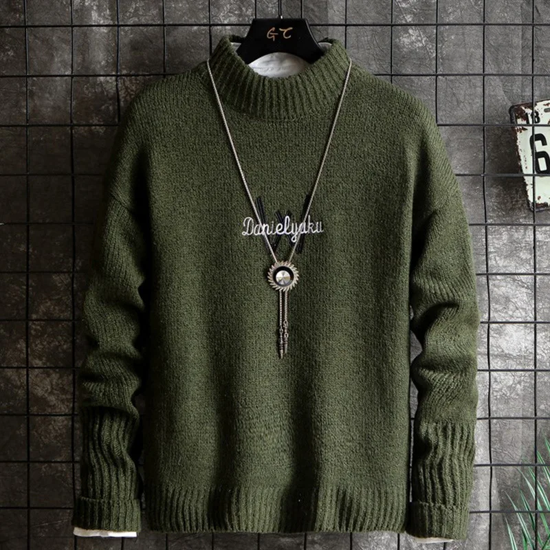 

Mens Sweater Knitted Autumn and Winter Slim Style Korean Version Sweater Fashion Thick Men Sweater