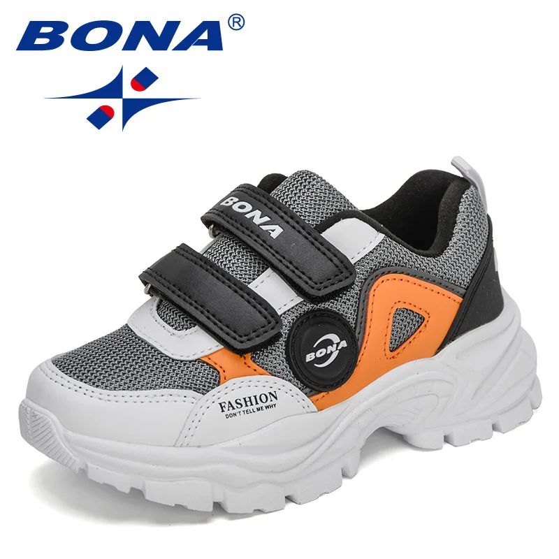 

BONA 2021 New Designers Luxury Sneakers Kids Casual Shoes Children Running Tenis Shoes Breathable Hook&Loop Walking Footwear