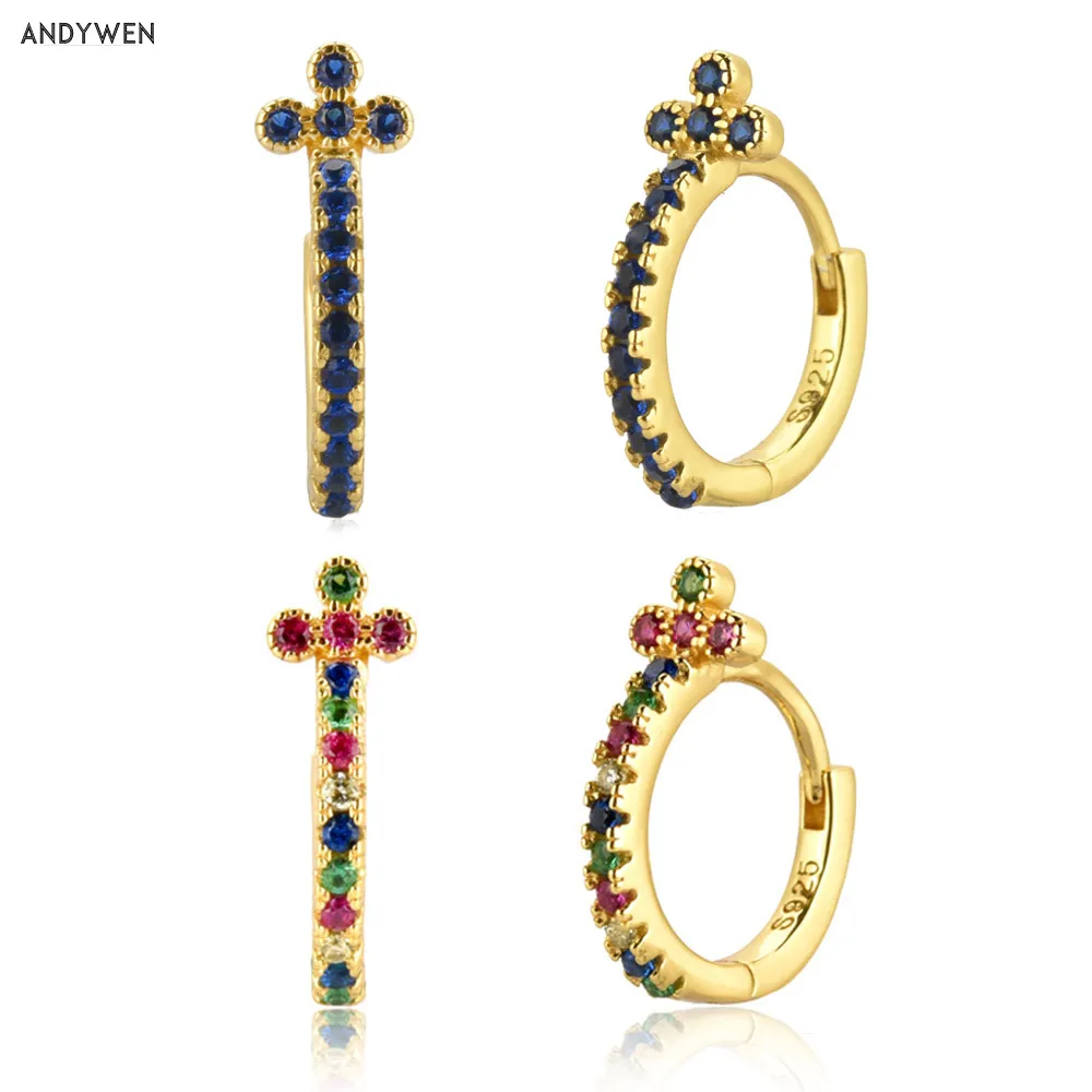 

Пирсинг ANDYWEN, серебряный, золотой, синий, Радужный, Круглый, 925 пробы, разноцветные, радужные, роскошные кольца, ювелирные украшения