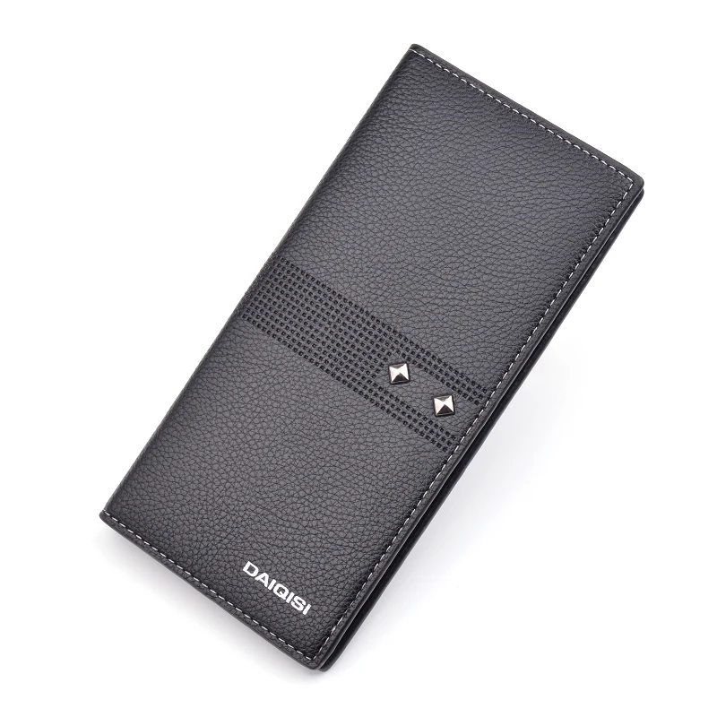 

Fashion Long Leather Man Wallets Top Quality PU Leather Card Holder Classic Purse Zipper Brand Wallet
