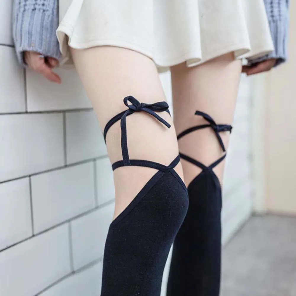 

Sweet Fashion Cotton Stockings Women High Knee Thigh Socks Soft Thin Breathable Long Female Dress Hosiery