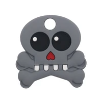 1pc cartoon baby teether diy teething necklace pendant food grade silicone beads chew soft skull silicone teether teething toy