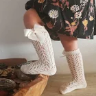 Весенние детские носки 2021, высокие носки до колена для девочек с королевским бантом, чулки в испанском стиле для малышей, Детские ажурные чулки для младенцев
