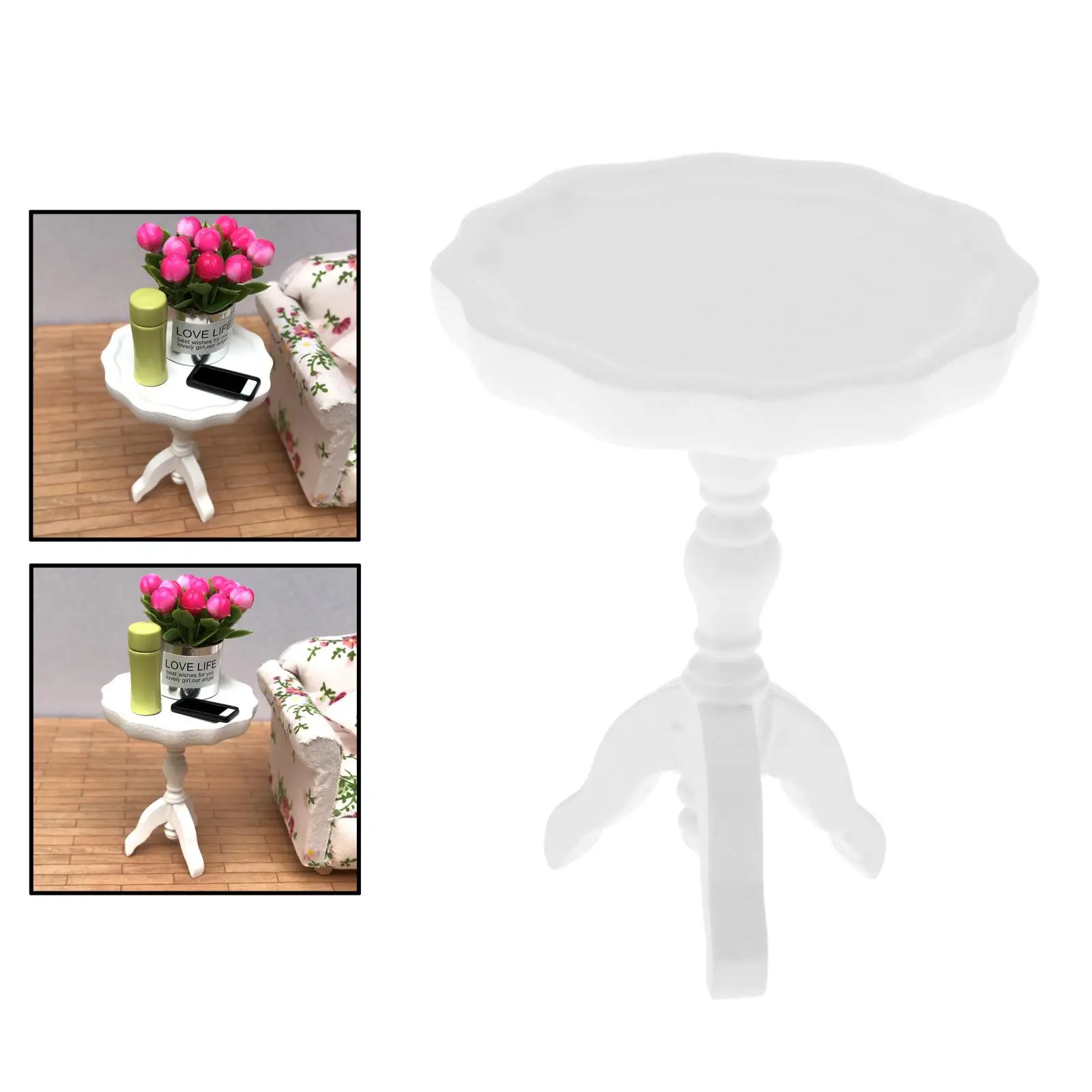 

Playhouse Table, Cute Dolls Accessories Small Round Tea Couch Table