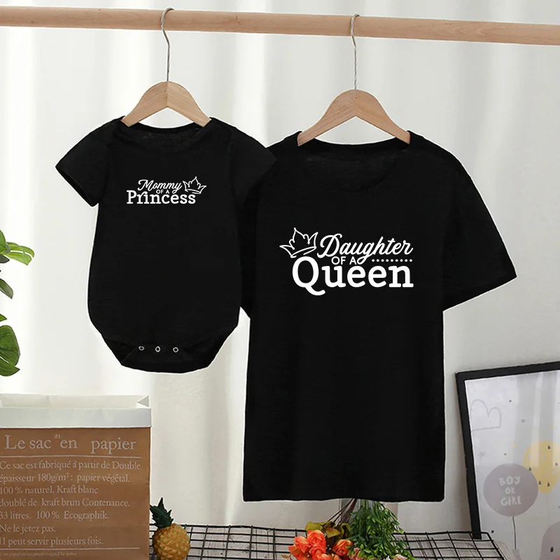 

Family Matching Clothes New Crown Princess Mommy and Me Clothes Mother Daughter Matching Clothes Mom and Baby Girl Cotton Tshirt