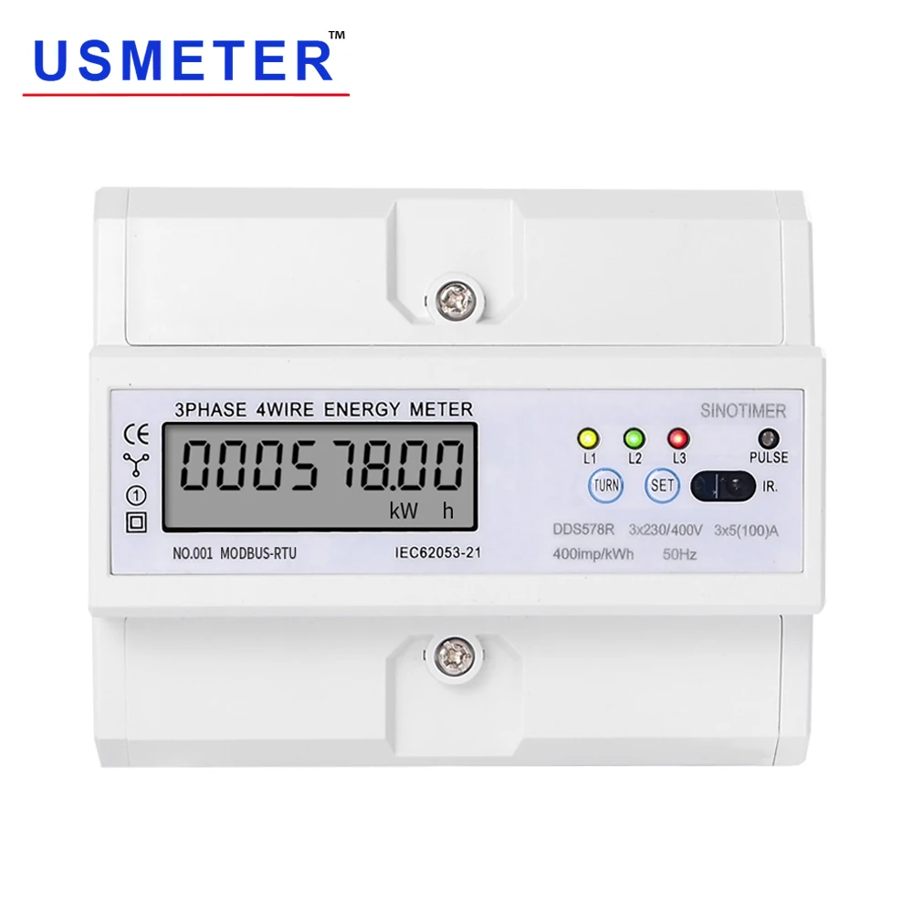 DDS578R 380 В 3 фазы ваттметр Потребляемая мощность Метр Modbus счетчик энергии RS485 100A lcd цифровой 7P din-рейка смарт-кВтч метр