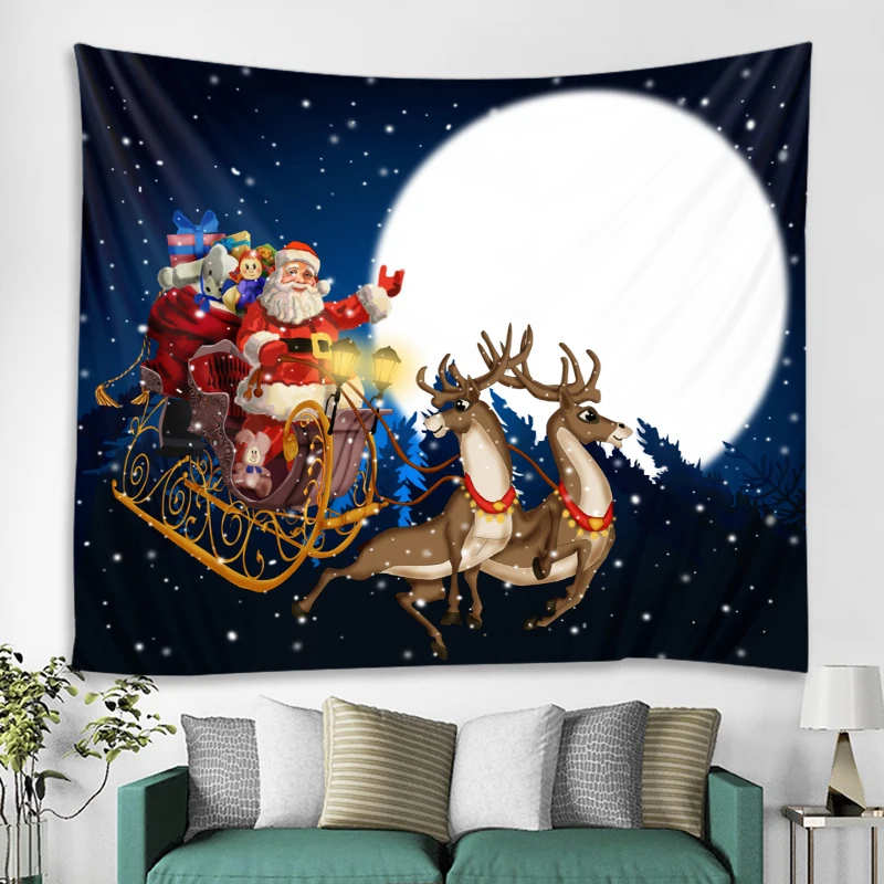 

Christmas Decoration Santa Claus Sleigh Decoration Tapestry Tapestry Mandala Bohemian Hippie Tapestry Hanging Bedroom