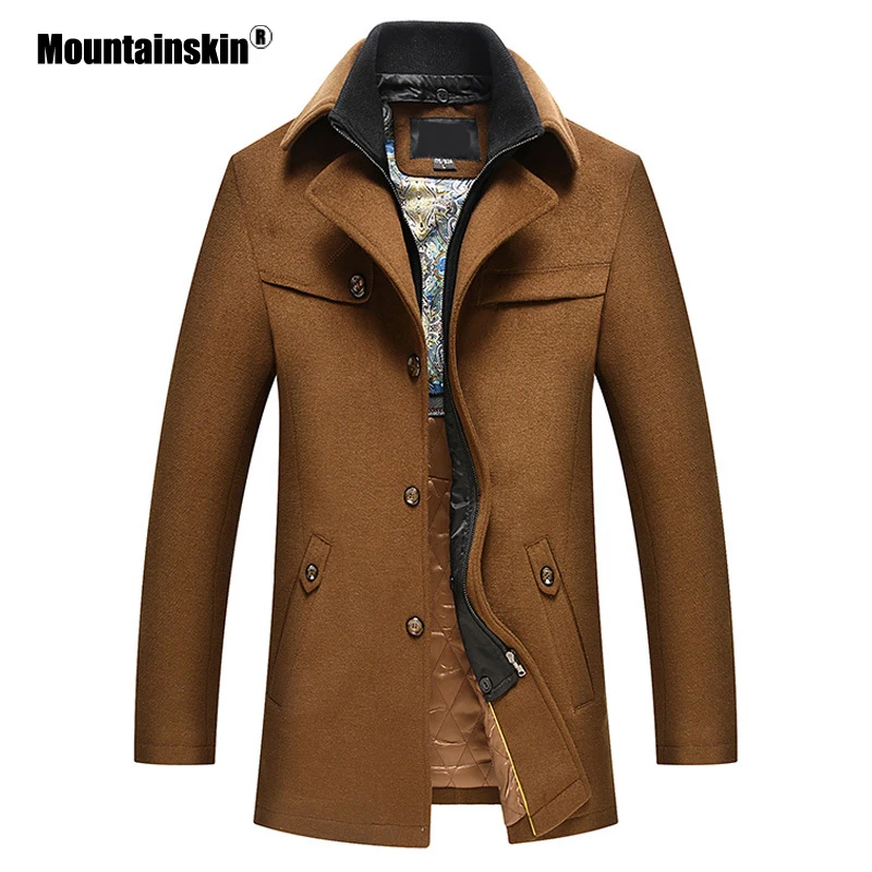 

Mountainskin Men's Woolen Coat Winter Autumn Wool Jackets Windbreaker Thick Warm Lapel Coat Casual Male Brand Clothing SA858