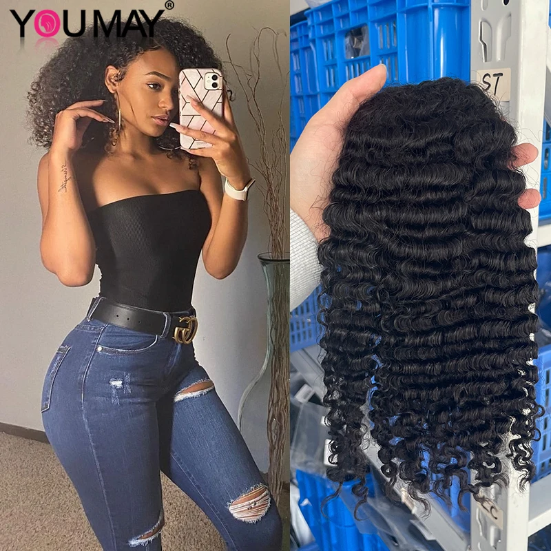 Youmay 3B 3C Tape In Human Hair Extensions Kinky Curly Brazilian Natural Curly Remy Human Hair Bundles Tape Ins For Black Women