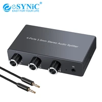 esynic 4 port 3 5mm stereo audio splitter multiple audio output headphone amp 1 in 4 out aduio switch with treble bass control
