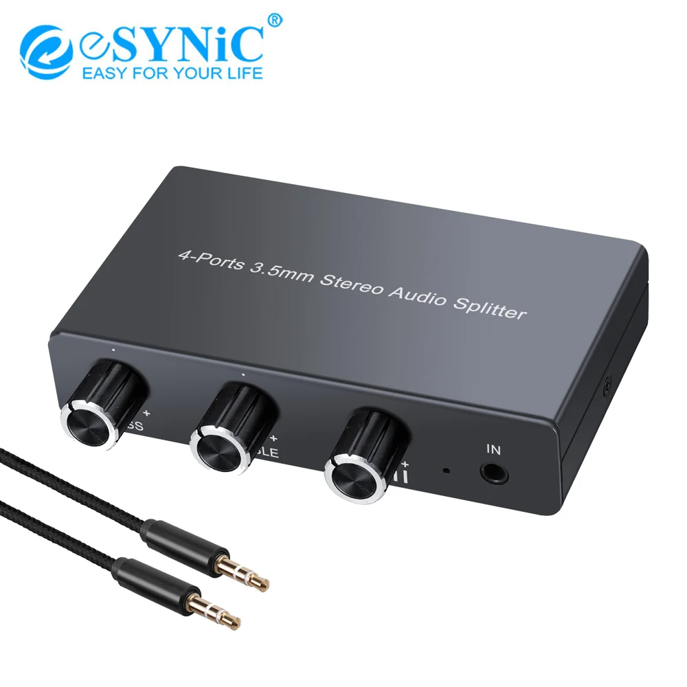 Разветвитель аудио eSYNiC 4 порта 3 5 мм усилитель для наушников с несколькими