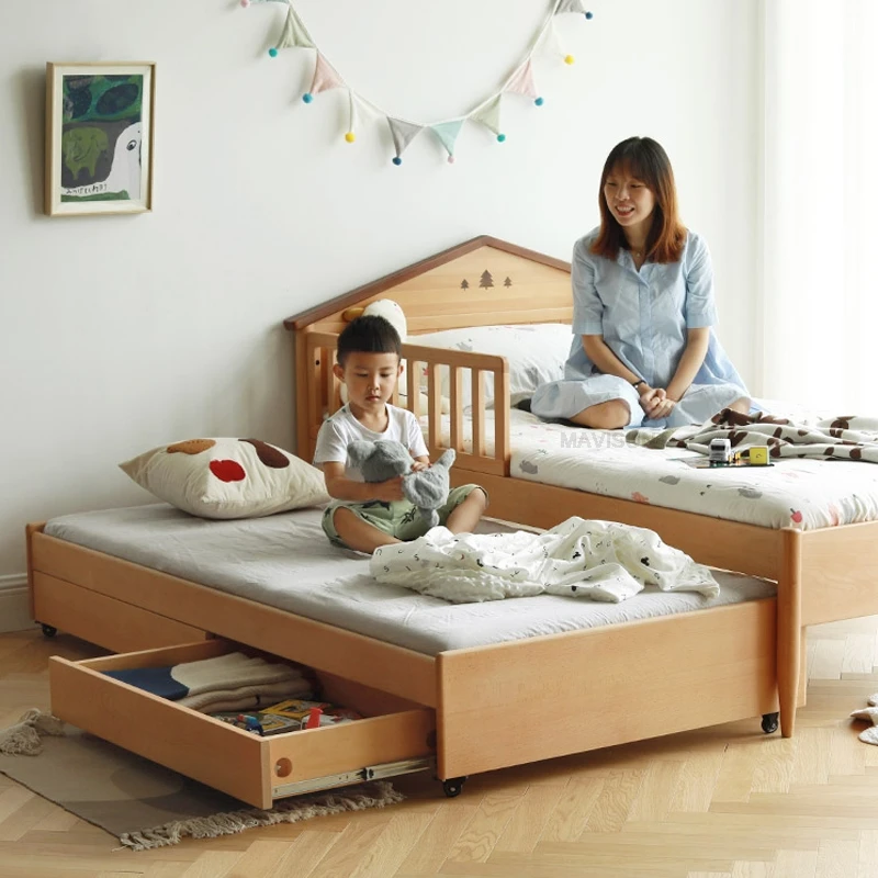 Детская кровать Beimo двухслойная Выдвижная цельная деревянная из Букового дерева