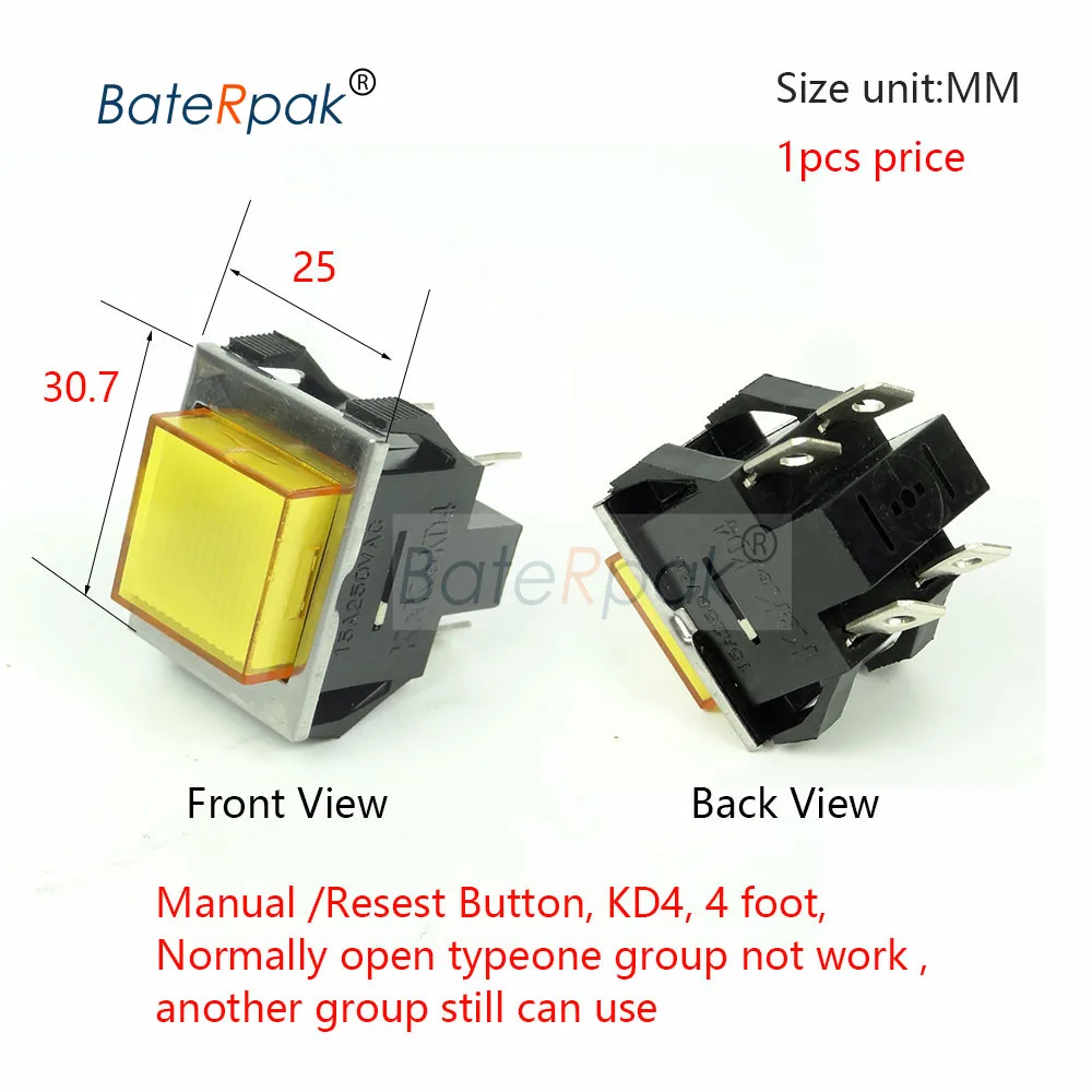 Yellow Button 1pcs BateRpak красная/желтая/Зеленая кнопка полуавтоматическая обвязочная машина части, Комплектная машина переключатель кнопки части, цена 1 шт - Цвет: Yellow Button 1pcs