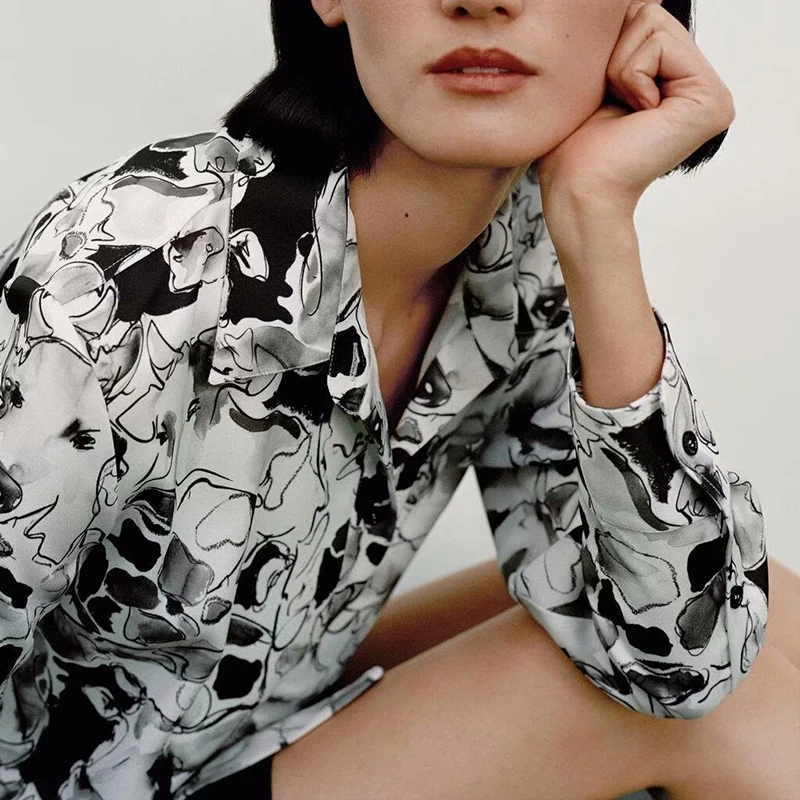 

Fashion streetwear celebrities shirt clothing long-sleeved pocket floral print blouse temperament trend shirt